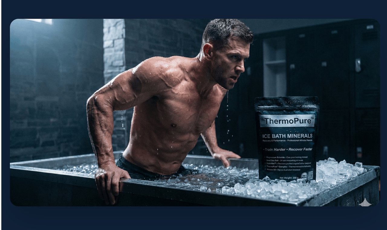 ThermoPure Recovery Bath Minerals being used in a cold plunge